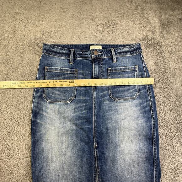 Hinge Denim Pencil Skirt Midi Womens 10 Blue Stone Wash Stretch Cotton - Picture 5 of 8